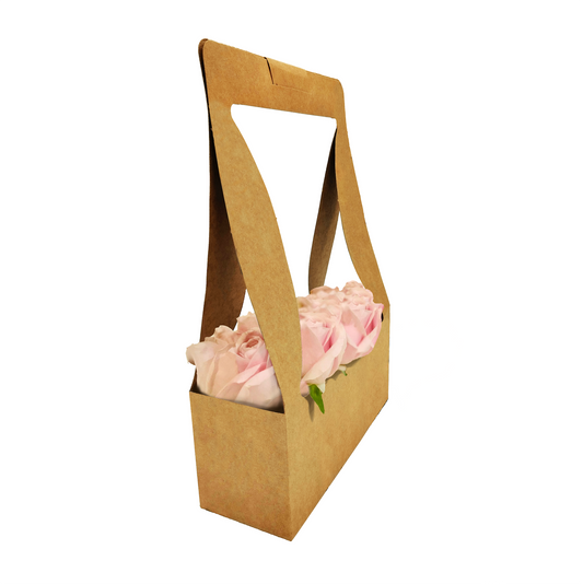 Bouquet Carry Box 1 - Plain Kraft (Pack of 20)