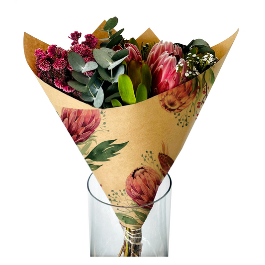 Kraft Bouquet Wrapping Sheet - Protea (Pack of 200)